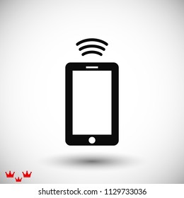 mobile smartphone icon, stock vector illustration flat design style