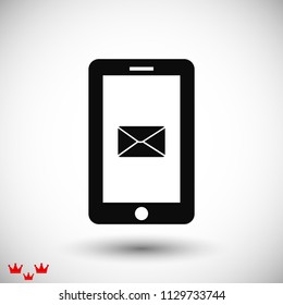 mobile smartphone icon, stock vector illustration flat design style