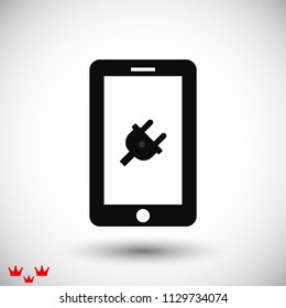 mobile smartphone icon, stock vector illustration flat design style