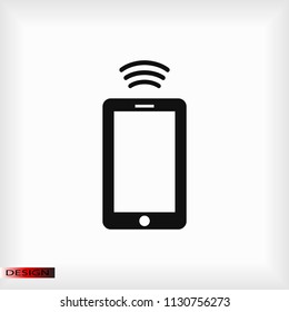 mobile smartphone icon, stock vector illustration flat design style