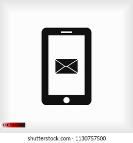 mobile smartphone icon, stock vector illustration flat design style