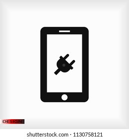 mobile smartphone icon, stock vector illustration flat design style