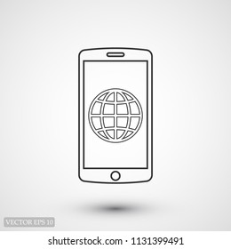 mobile smartphone icon, stock vector illustration flat design style