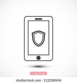 mobile smartphone icon, stock vector illustration flat design style