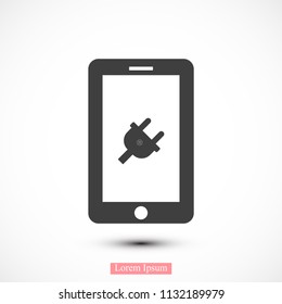 mobile smartphone icon, stock vector illustration flat design style