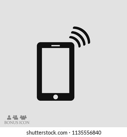 mobile smartphone icon, stock vector illustration flat design style

