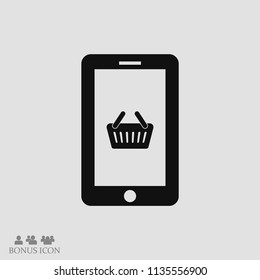 mobile smartphone icon, stock vector illustration flat design style