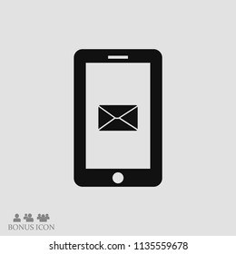mobile smartphone icon, stock vector illustration flat design style