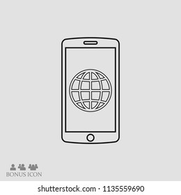 mobile smartphone icon, stock vector illustration flat design style