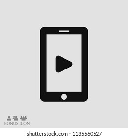 mobile smartphone icon, stock vector illustration flat design style
