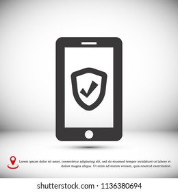 mobile smartphone icon, stock vector illustration flat design style