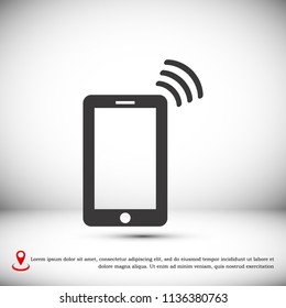 mobile smartphone icon, stock vector illustration flat design style