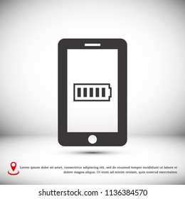 mobile smartphone icon, stock vector illustration flat design style
