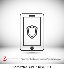 mobile smartphone icon, stock vector illustration flat design style