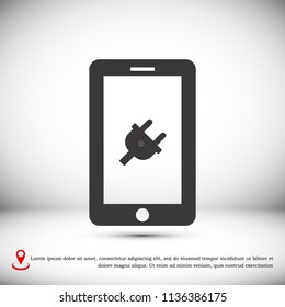 mobile smartphone icon, stock vector illustration flat design style