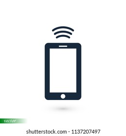 mobile smartphone icon, stock vector illustration flat design style