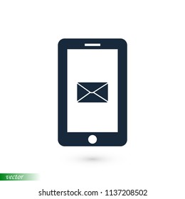 mobile smartphone icon, stock vector illustration flat design style