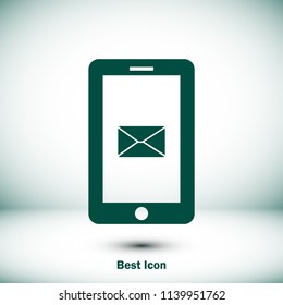 mobile smartphone icon, stock vector illustration flat design style