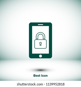 mobile smartphone icon, stock vector illustration flat design style