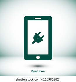 mobile smartphone icon, stock vector illustration flat design style
