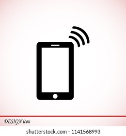 mobile smartphone icon, stock vector illustration flat design style