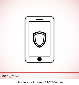 mobile smartphone icon, stock vector illustration flat design style