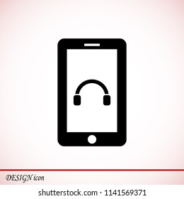 mobile smartphone icon, stock vector illustration flat design style