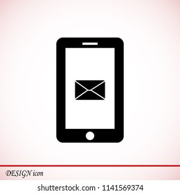 mobile smartphone icon, stock vector illustration flat design style