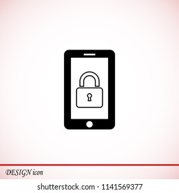 mobile smartphone icon, stock vector illustration flat design style