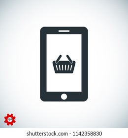 mobile smartphone icon, stock vector illustration flat design style