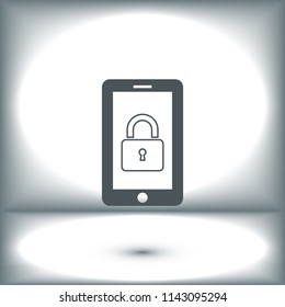mobile smartphone icon, stock vector illustration flat design style