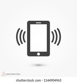 mobile smartphone icon, stock vector illustration flat design style