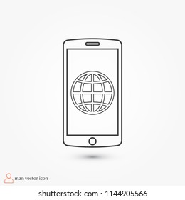 mobile smartphone icon, stock vector illustration flat design style