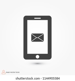 mobile smartphone icon, stock vector illustration flat design style
