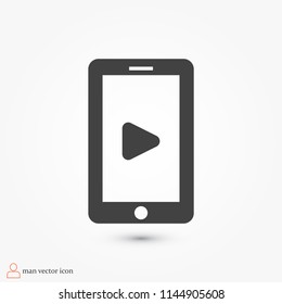 mobile smartphone icon, stock vector illustration flat design style