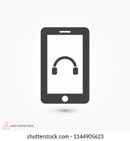mobile smartphone icon, stock vector illustration flat design style