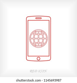 mobile smartphone icon, stock vector illustration flat design style