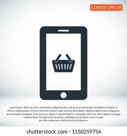 mobile smartphone icon, stock vector illustration flat design style