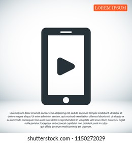 mobile smartphone icon, stock vector illustration flat design style