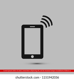 mobile smartphone icon, stock vector illustration flat design style