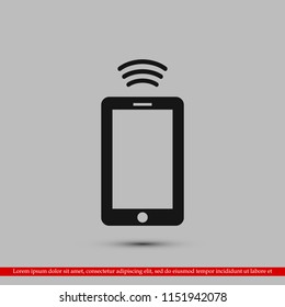 mobile smartphone icon, stock vector illustration flat design style