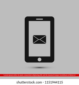 mobile smartphone icon, stock vector illustration flat design style