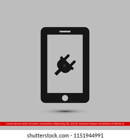 mobile smartphone icon, stock vector illustration flat design style