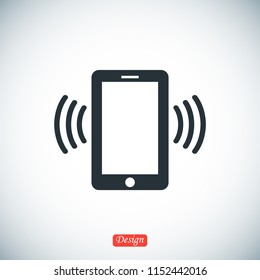 mobile smartphone icon, stock vector illustration flat design style