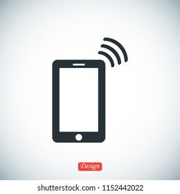 mobile smartphone icon, stock vector illustration flat design style