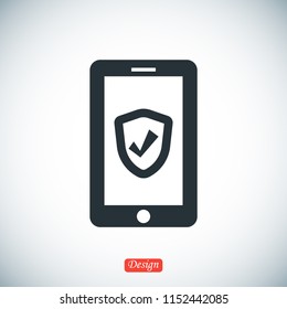 mobile smartphone icon, stock vector illustration flat design style