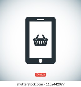 mobile smartphone icon, stock vector illustration flat design style