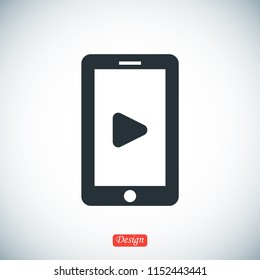 mobile smartphone icon, stock vector illustration flat design style