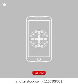 mobile smartphone icon, stock vector illustration flat design style