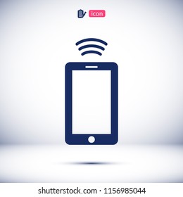 mobile smartphone icon, stock vector illustration flat design style